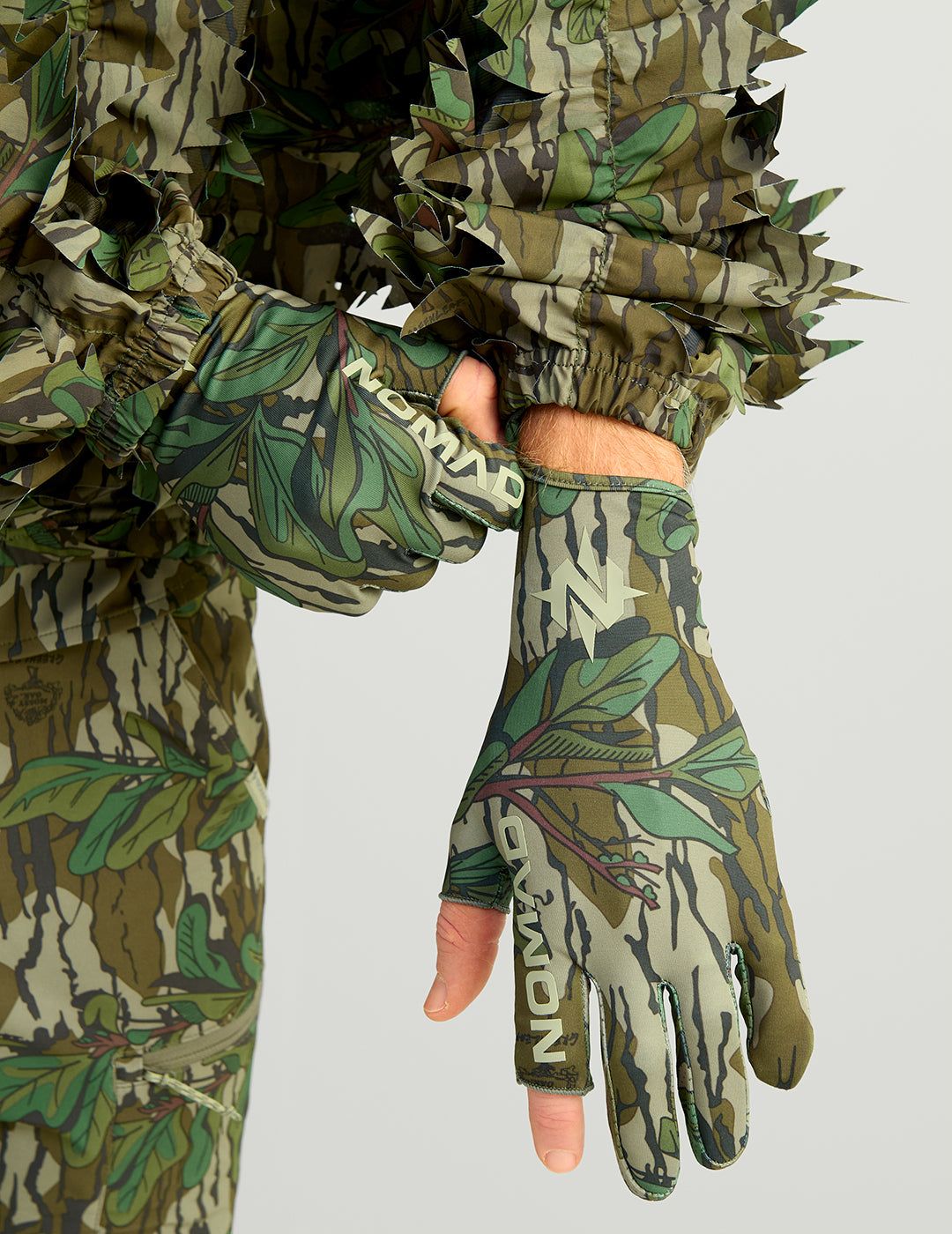 no leaf handschuhe Nomad, Fingerless Turkey Glove Mossy Oak Greenleaf / M/L